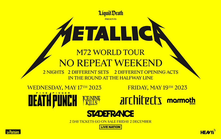 Metallica les 17 et 19 mai 2023