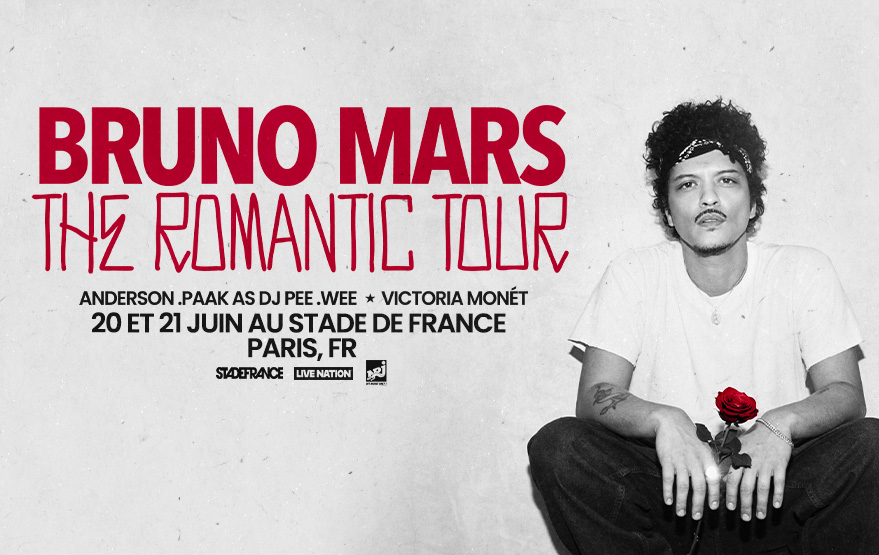 Bruno Mars en concert les 20 et 21 juin 2026 au Stade de France