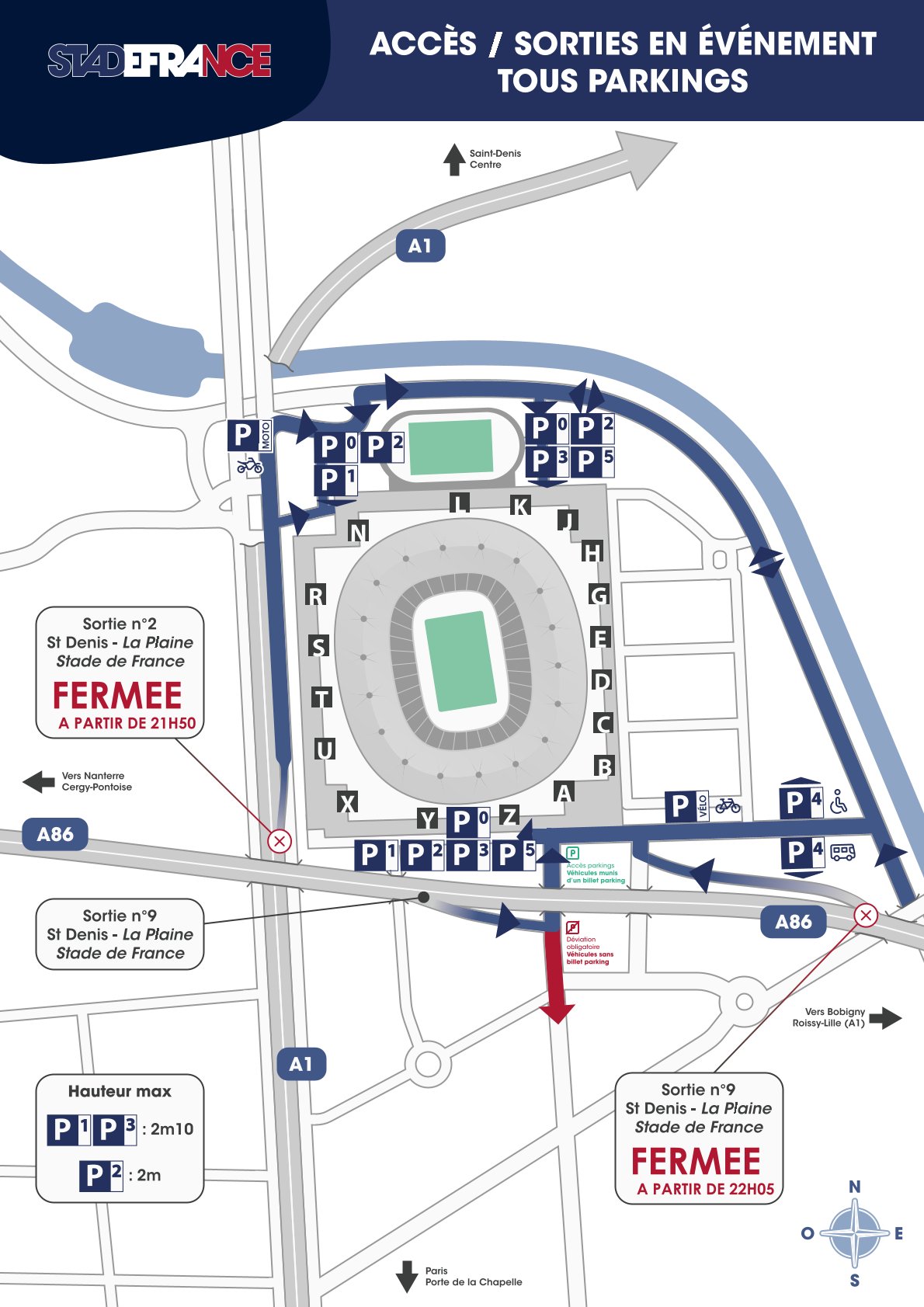Plan accès Stade France vs Afrique du Sud 2025