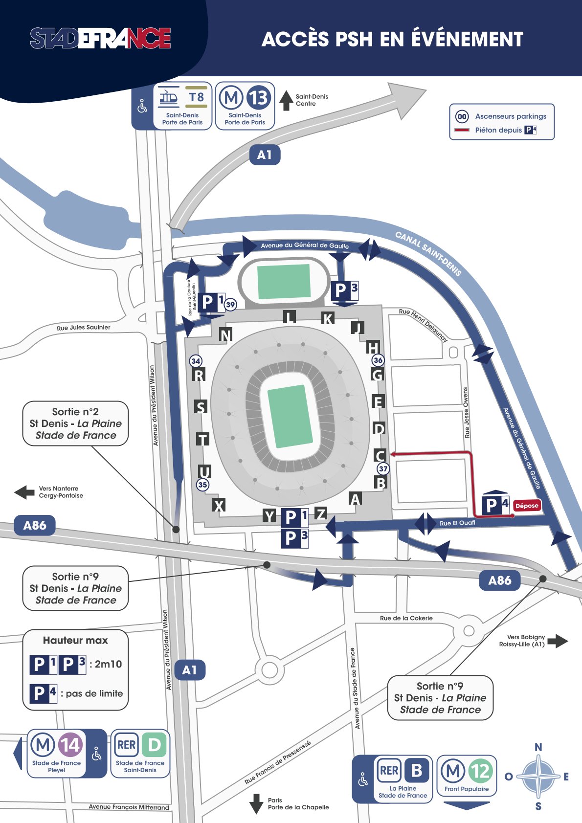 Plan accès Stade pour PSH