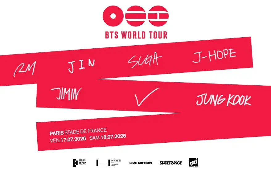 BTS les 17 et 18 juillet 2026 au Stade de France