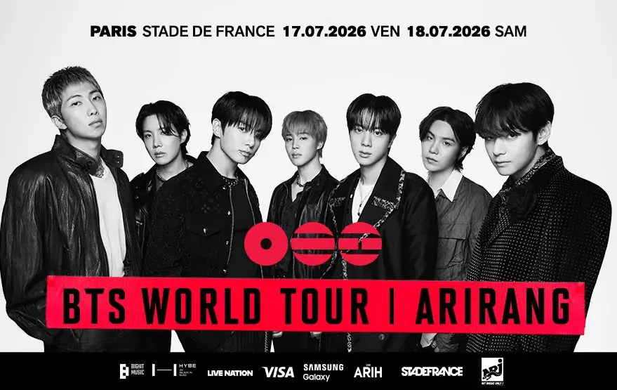 BTS en concert au Stade de France les 17 et 18 juillet 2026