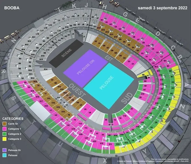 Plan concert Booba le samedi 3 septembre 2022 au Stade de France