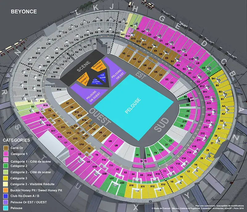 Plan de salle concerts BEYONCE au Stade de France