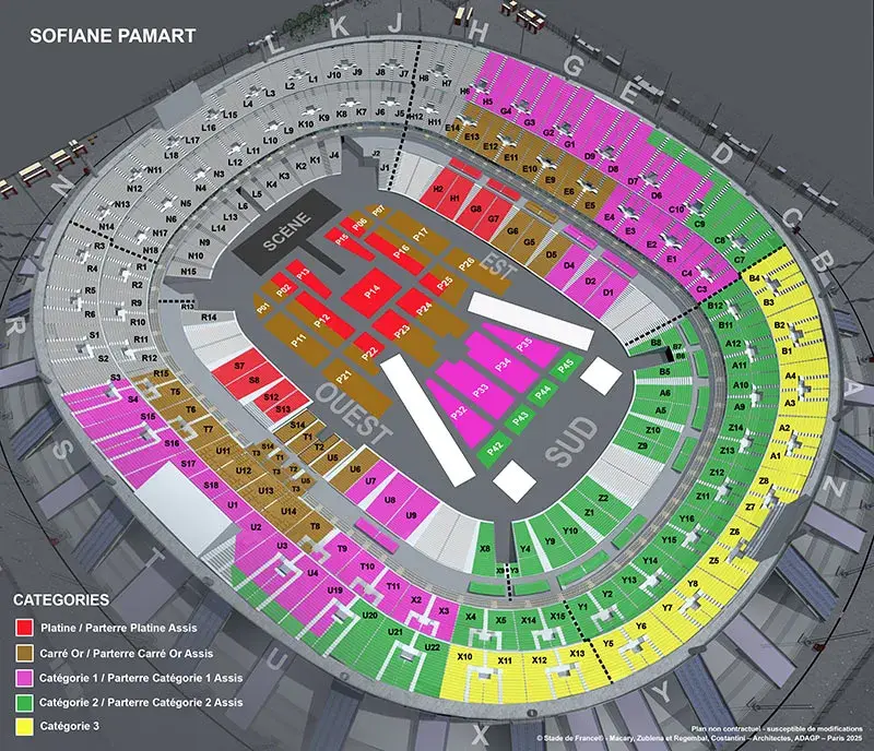 Plan de salle concert SOFIANE PAMART au Stade de France