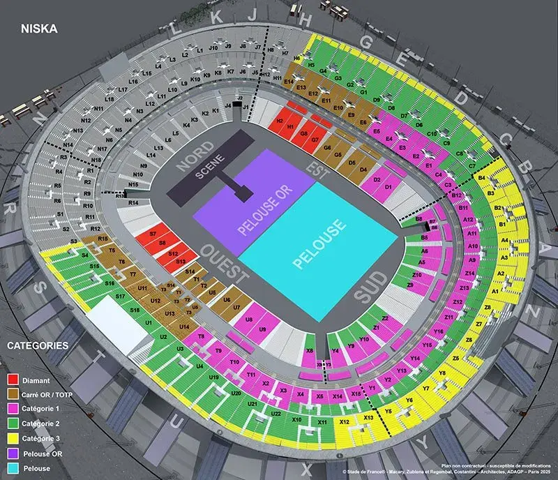 Plan de salle concert NISKA au Stade de France