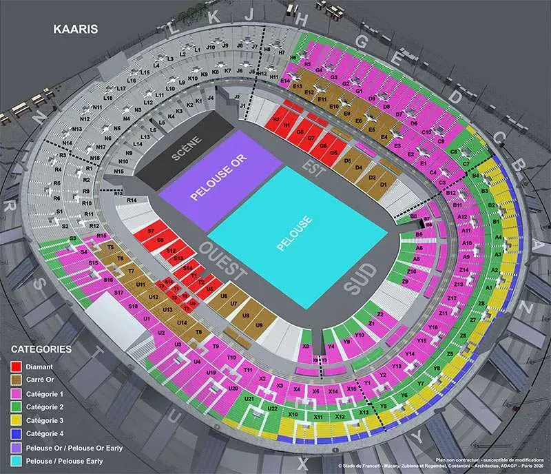 Plan de salle concert KAARIS au Stade de France