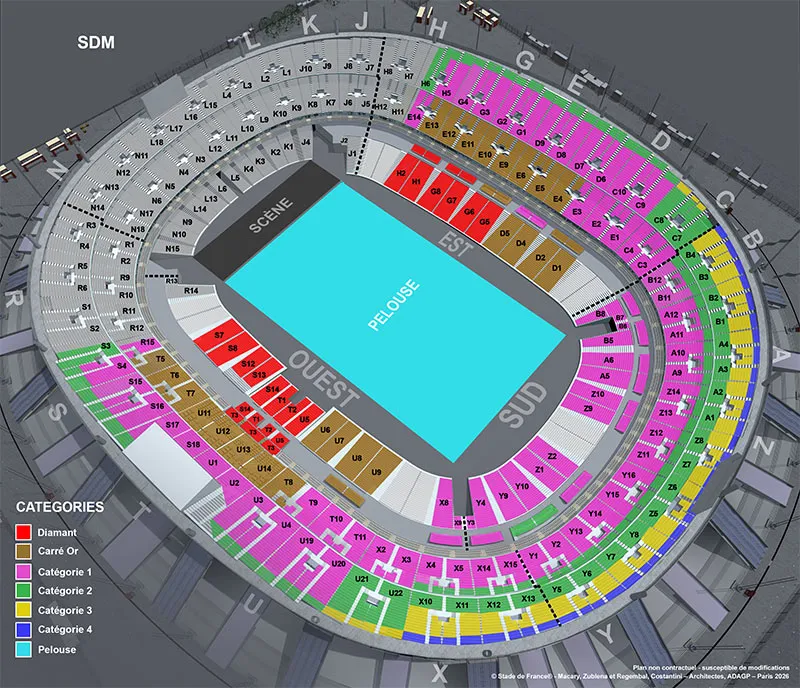 Plan de salle concert SDM au Stade de France